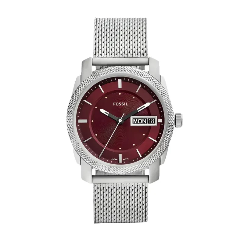 Fossil Machine Three Hand Brown Dial Mesh Men's Watch- FS6014